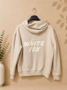 White Fox Boutique Cream Logo Pullover Hoodie